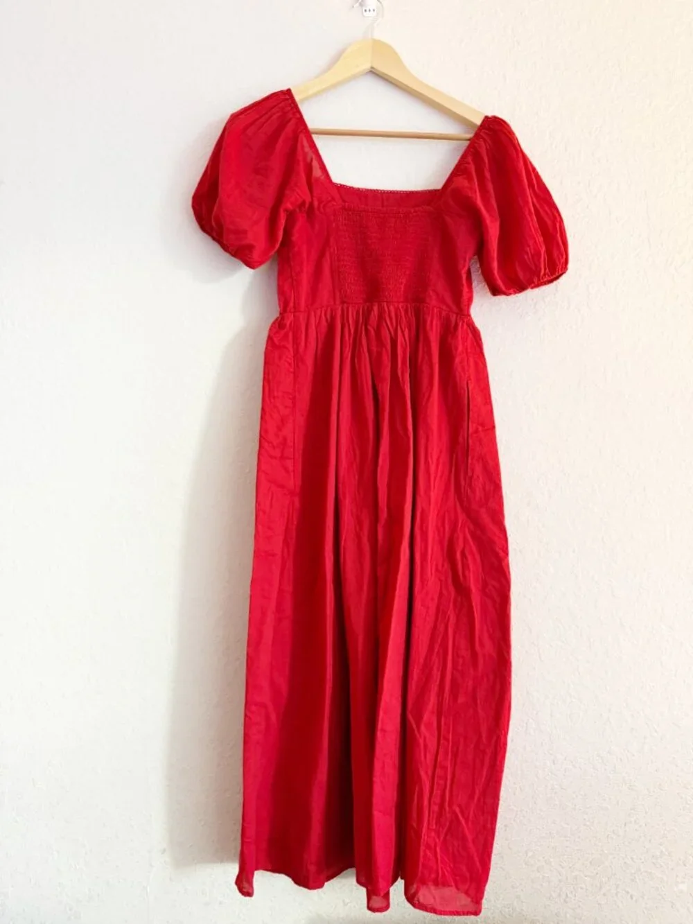 Abercrombie & Fitch Red Puff Sleeve Maxi Dress XS NWT